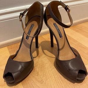 Ralph Lauren Collection brown peep toe pumps